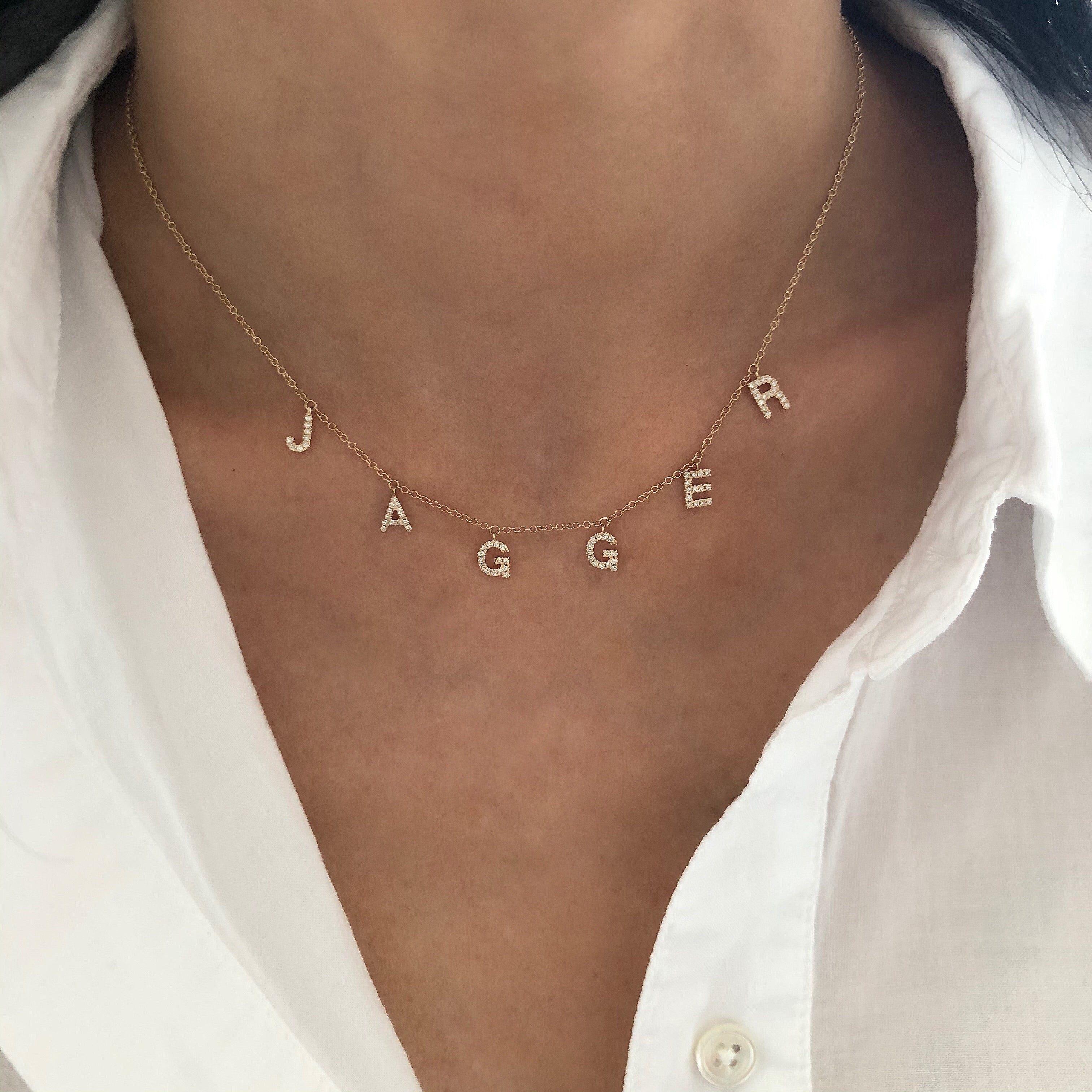 Dangling Diamond Name Necklace
