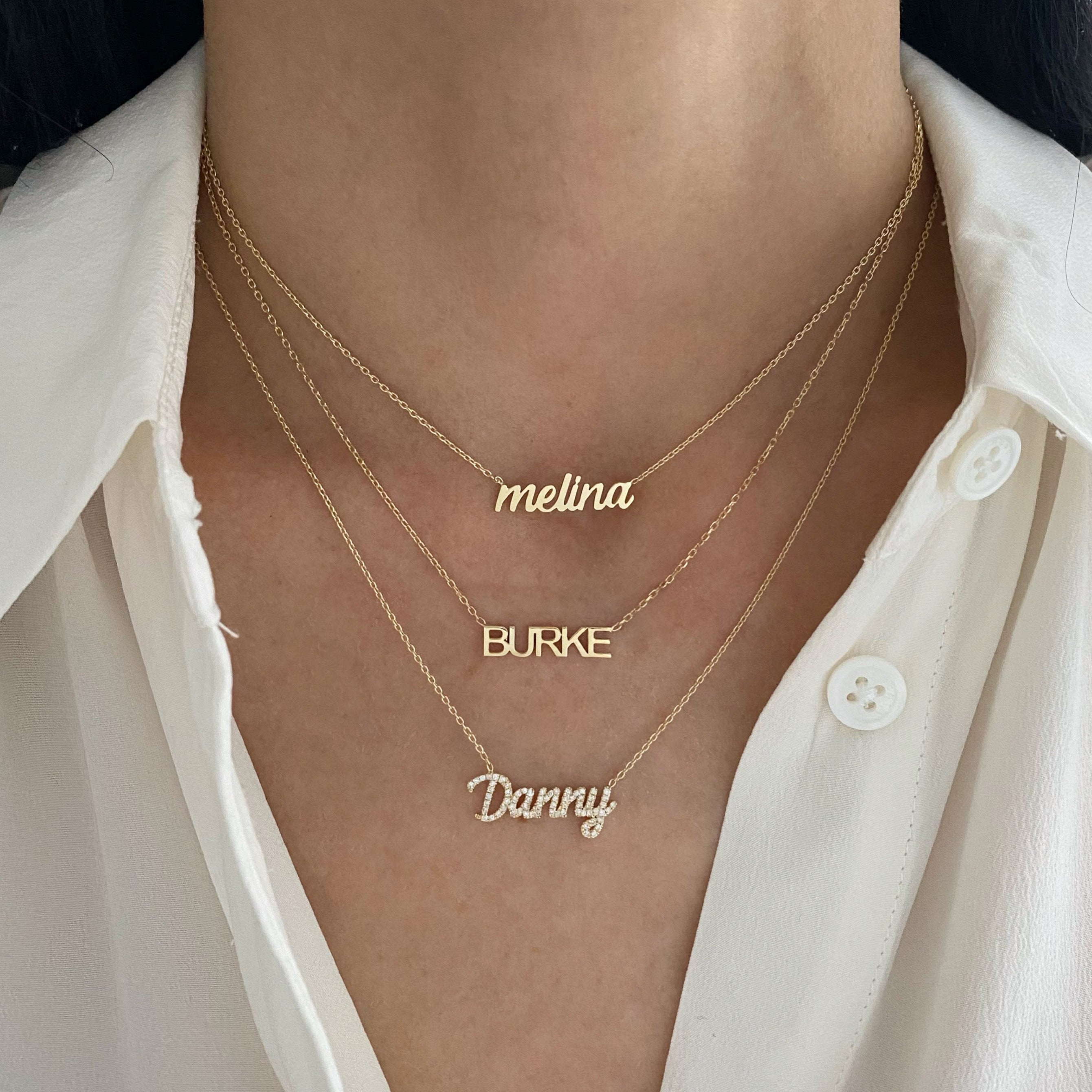 Small Block Name Necklace