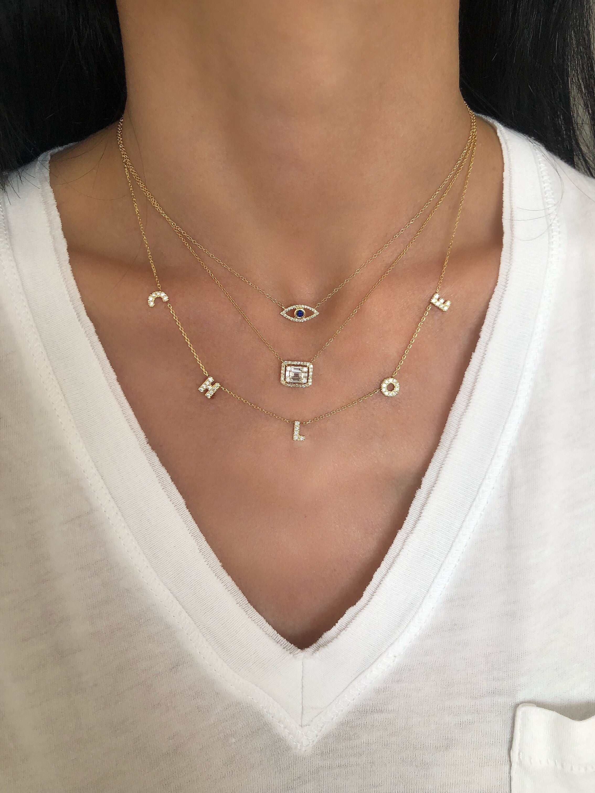Diamond Uppercase Name Necklace