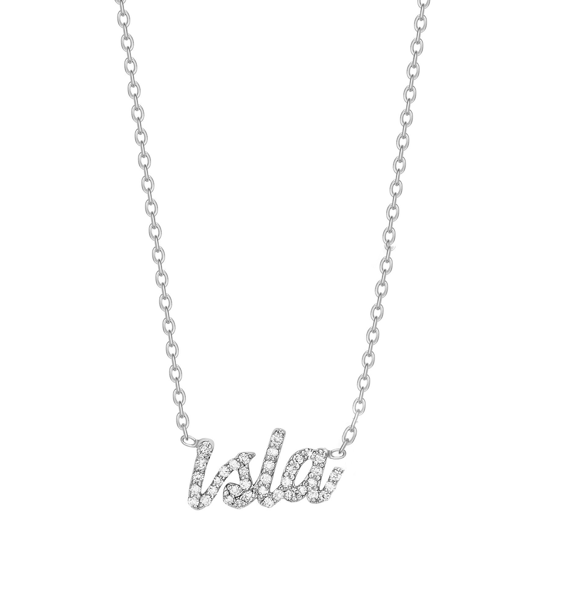 Small Diamond Script Name Necklace - Font #1