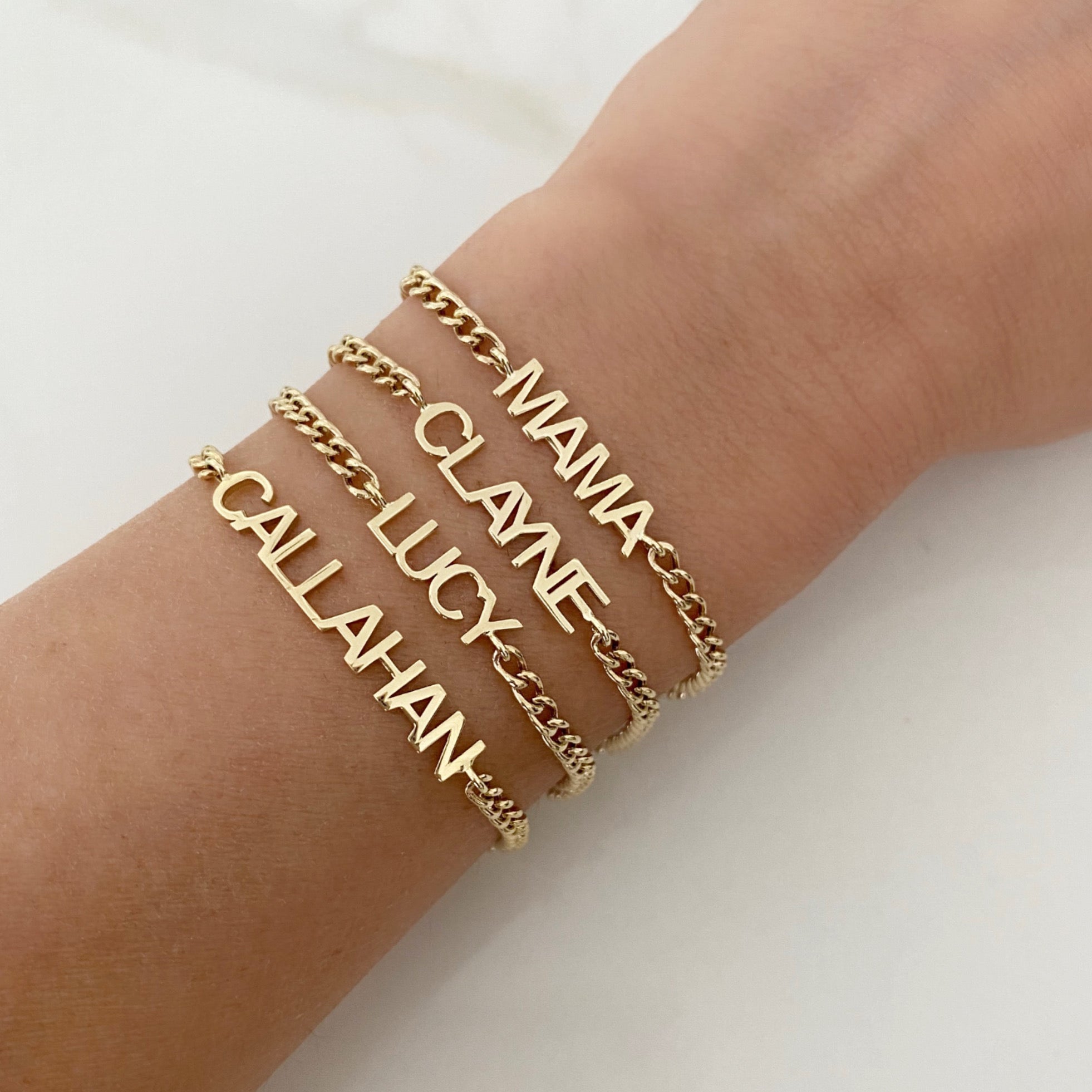 Small Cuban Link All Gold Name Bracelet
