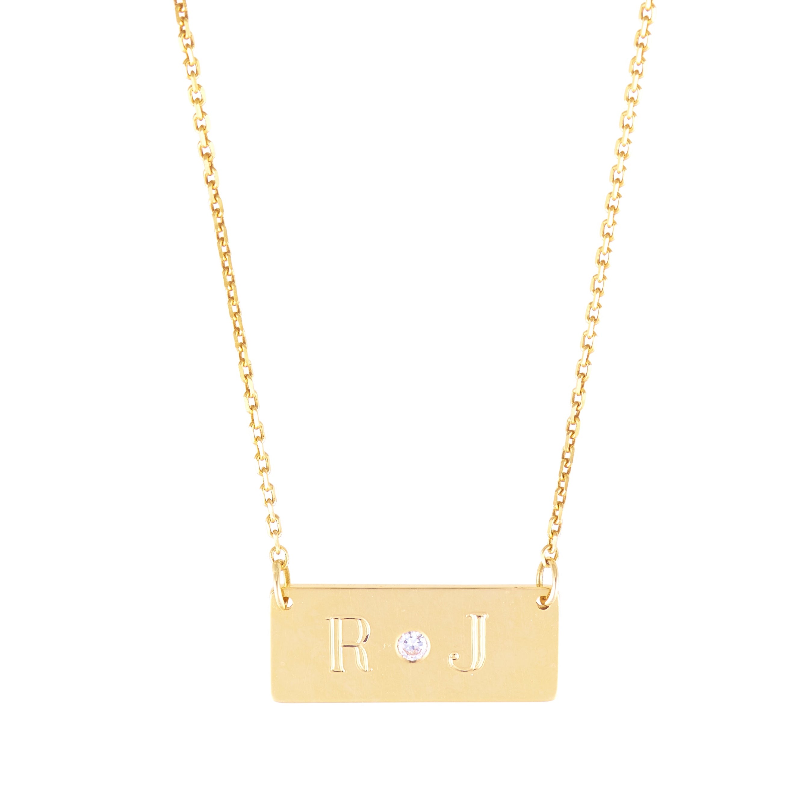 Mini Alter Ego-  Mini 14K Gold  Nameplate Necklace with Diamond Accent- Lola James Jewelry  